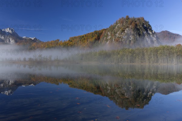 Autumn mood at lake Almsee, Grünau, Austria, Totes Gebirge, Europe