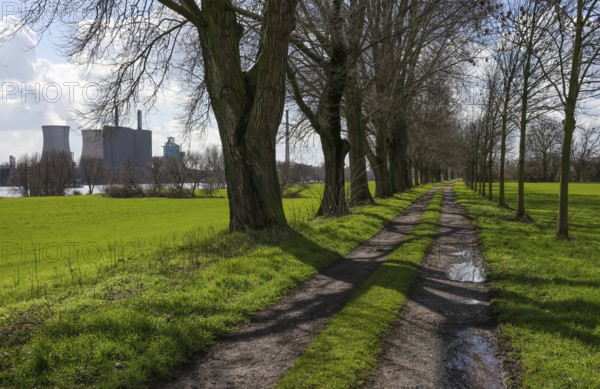 Duisburg, North Rhine-Westphalia, Germany, industrial landscape, promenade on the banks of the