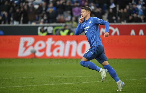 Goal celebration Adam Hlozek TSG 1899 Hoffenheim (23) Gesture Finger to mouth PreZero Arena,