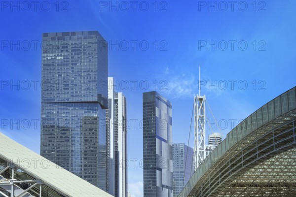 Israel, Tel Aviv financial business district skyline with shopping malls and high tech offices,
