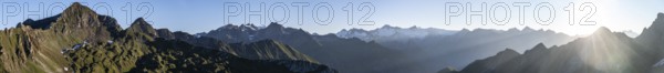 Alpine panorama, view from the Bachlenkenkopf, high mountains, summit of the Venediger group,
