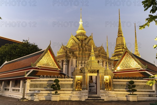 Phra Mondop Library of the Buddhist temple Wat Pho at dusk, Bangkok, Thailand, Asia