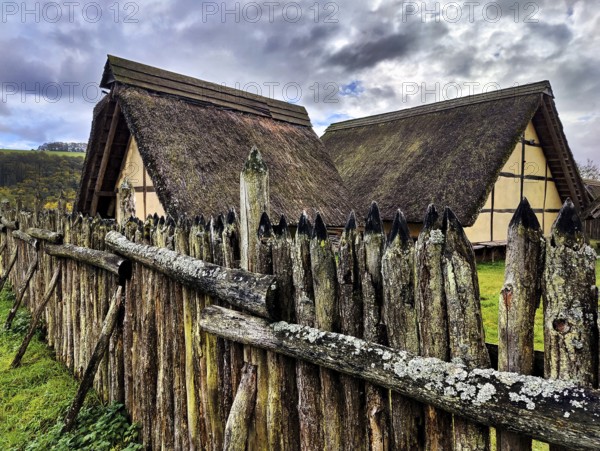 Reconstructed Celtic hilltop settlement Altburg, Bundenbach, Birkenfeld district, Hunsrück,