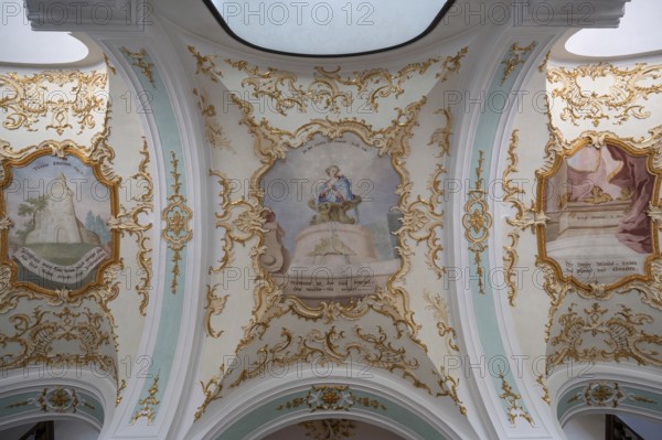Rococo vault with ceiling painting, Maria Brünnlein pilgrimage basilica in Rococo style built