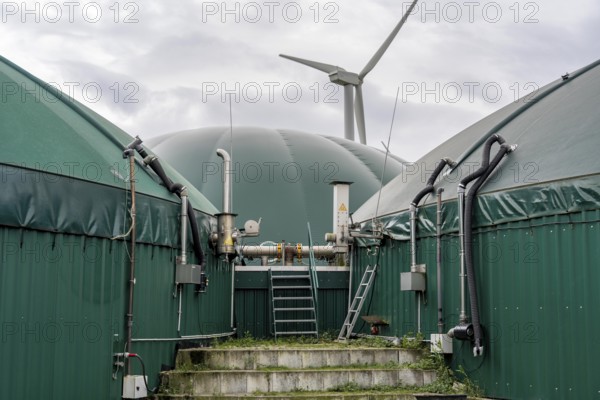Biogas plant, the gas is produced from various biomass, including waste from the food industry, the