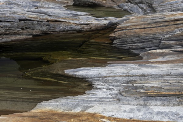 Rocks, rock structures, Verzasca River, near Lavertezzo, Verzasca Valley, Valle Verzasca, Canton
