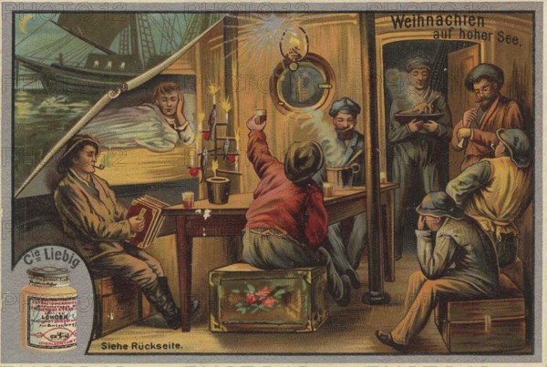 Picture series famous Christmas, on the high seas, Liebig picture, digitally restored reproduction