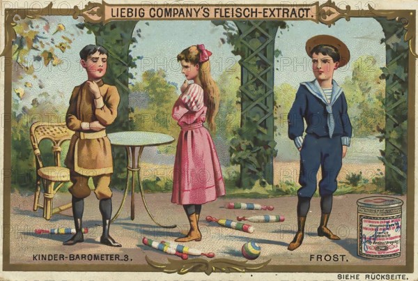 Picture series Children's barometer, 3, Frost, imaginary children, Liebig picture, digitally