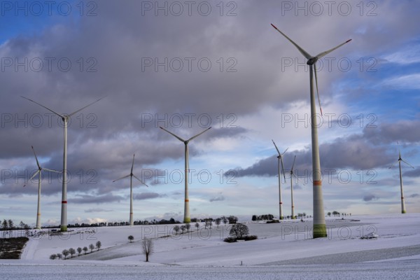 Wind farm, north of Lichtenau, self-proclaimed energy town, over 190 wind turbines and over 1200