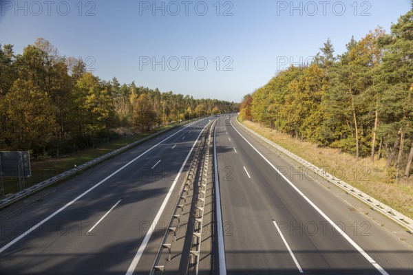 Hardly any traffic on the A13 Berlin Dresden motorway, near Radeburg, Saxony, Germany, Europe