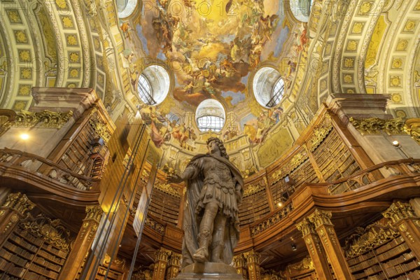 Statue of Emperor Charles VI by Peter and Paul Strudel, State Hall of the Austrian National Library