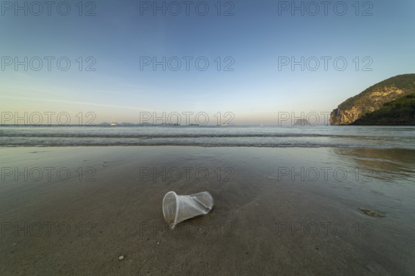 Plastic waste on the beach, Charlie Beach, Koh Mook Island, Andaman Sea, Satun Province, Southern