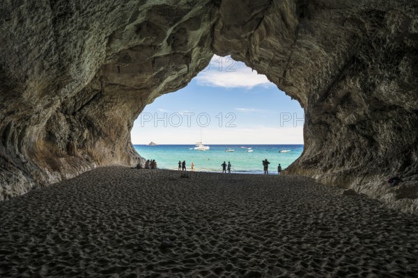 Cave and beach, Cala Luna, Gulf of Orosei National Park, Parco Nazionale del Gennargentu e del
