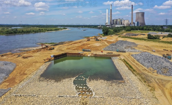 Dinslaken, Voerde, North Rhine-Westphalia, Germany, Emscher estuary into the Rhine. Construction