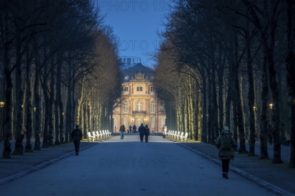The light benches by artist Stefan Sous in the Hofgarten, entitled UV-A UV-B, 14 completely