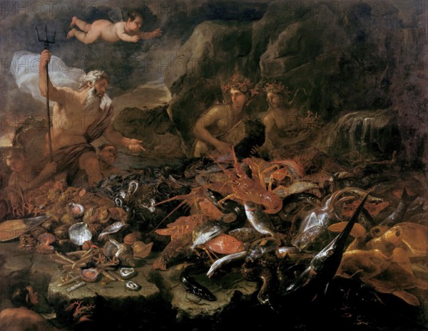 The riches of the sea with Neptune, tritons and two nereids (1684), painting by Luca Giordano