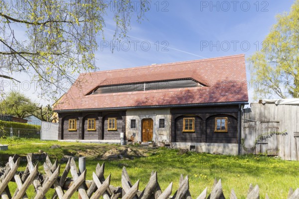 Half-timbered house in Neugersdorf, Oberlausitzer Bergland, Saxony, Germany, Europe