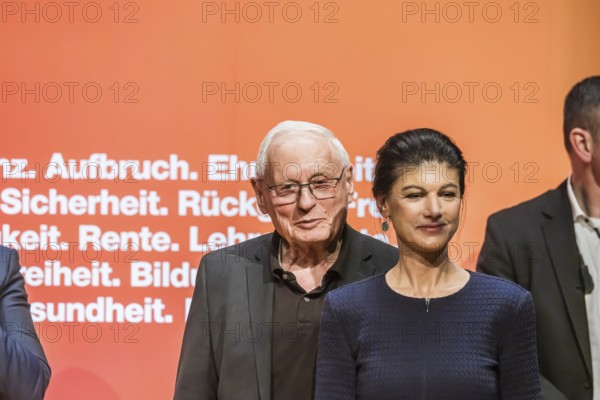 Oskar Lafontaine and Sahra Wagenecht at an election event of the party Bündnis Sahra Wagenknecht