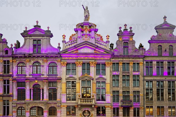 The illuminated statue of Bishop Boniface of Lausanne on the guildhall La Chaloupe d'Or,