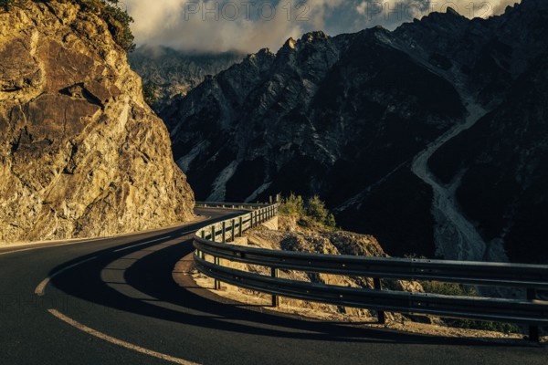 Hahntennjoch pass road in Tyrol in Lechtal, Austria, Europe