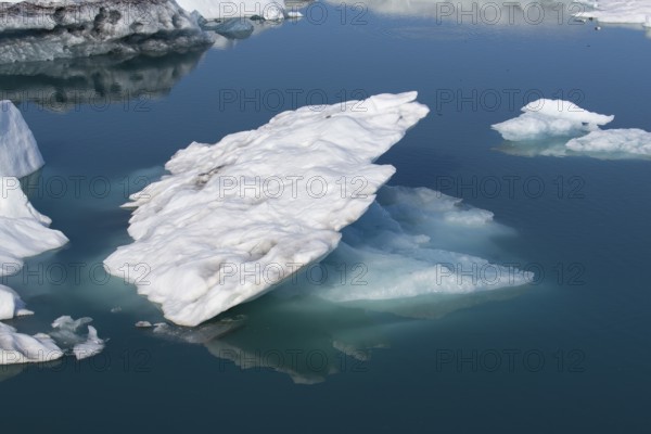 Icebergs on the Joekulsarlon glacial lake or lagoon