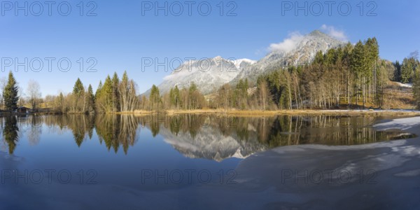 Marsh pond near Oberstdorf, behind it Rubihorn, 1957m, Gaisalphorn, 1953m, and Schattenberg, 1845m,