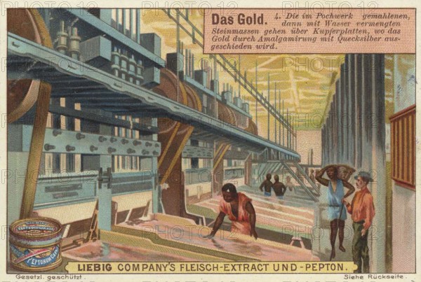 Picture series The gold, the stone masses ground and mixed with water in the panning mill pass over
