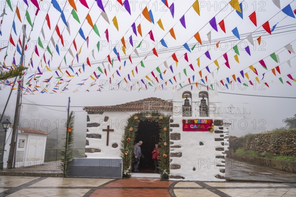 The Parroquia Nuestra Señora de la Salud church decorated for the Bajada in Arure, La Gomera,