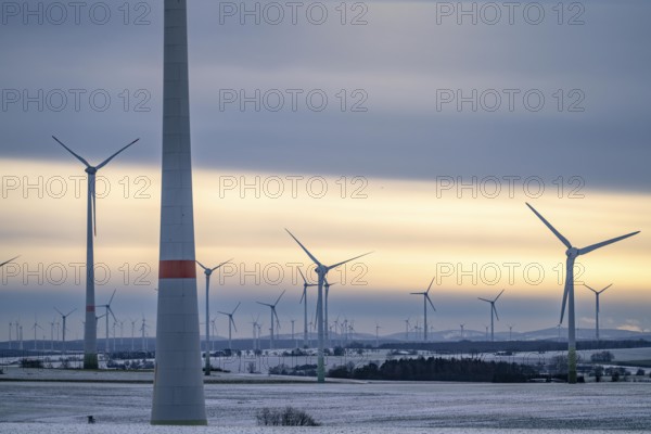 Wind farm, north of Lichtenau, self-proclaimed energy town, over 190 wind turbines and over 1200