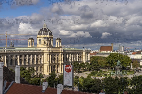 Maria Theresa Square with the Maria Theresa Monument and the Natural History Museum in Vienna,
