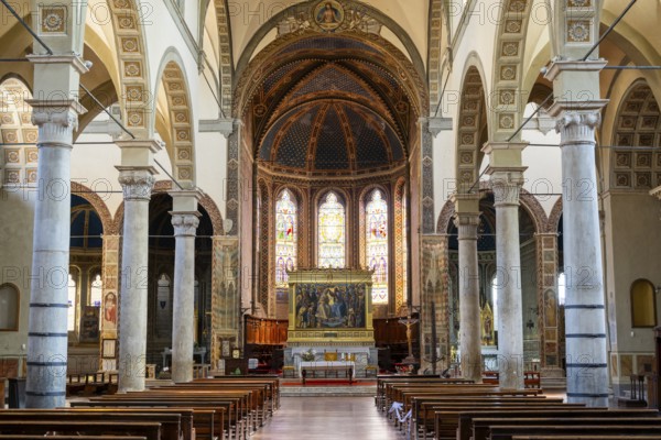 Interior of Basilica di San Clemente, historical, building, alley, Siena, Tuscany, Italy, Europe