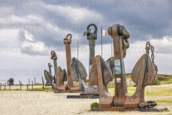 Parade of anchors from old French navy ships at the Memorial Museum to the Battle of the Atlantic