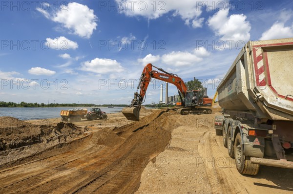 Dinslaken, Voerde, North Rhine-Westphalia, Germany, Emscher estuary into the Rhine. Construction