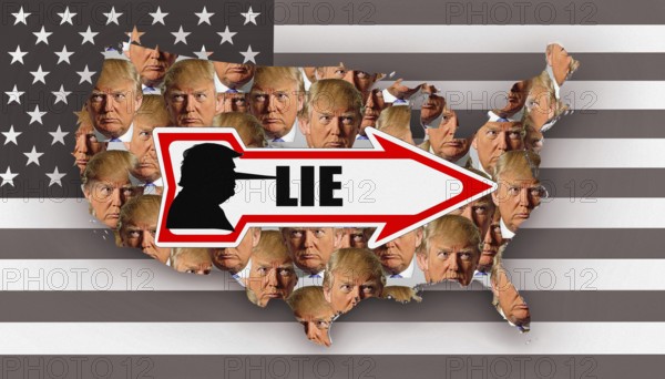 Symbolic image, Trump permanent lies, Pinocchio syndrome, US democracy in danger, EU and Germany