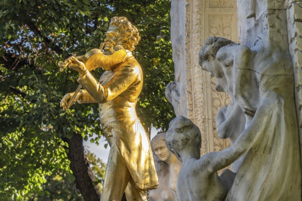 The Johann Strauss Monument in Vienna City Park in Vienna, Austria, Europe