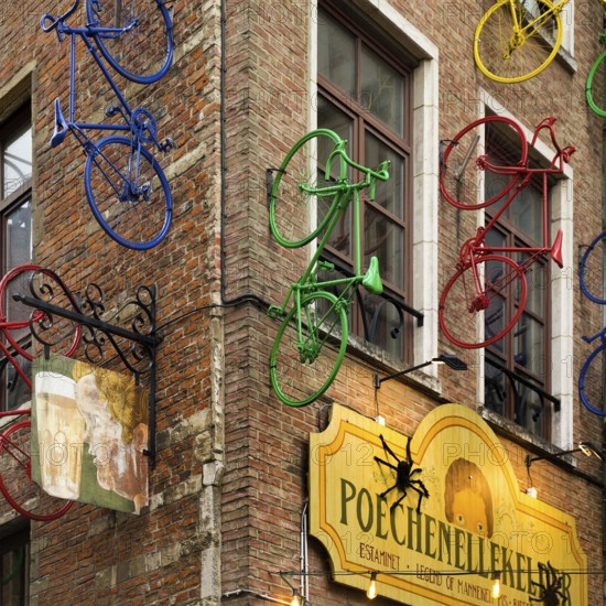 Exterior facade of the Poechenellekelder theatre puppet cellar, Brussels, Belgium, Europe