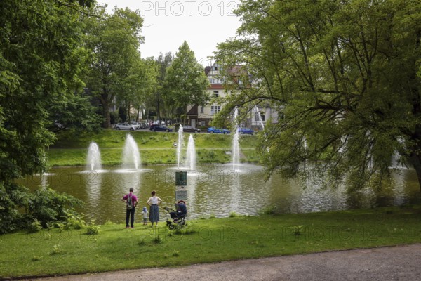 Bochum, North Rhine-Westphalia, Germany - Fountain garden in Bochum municipal park. The Stadtpark