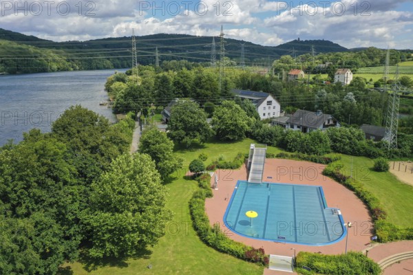 Hagen, North Rhine-Westphalia, Germany - Strandbad Hengstey am Hengsteysee, the Hengsteysee is a