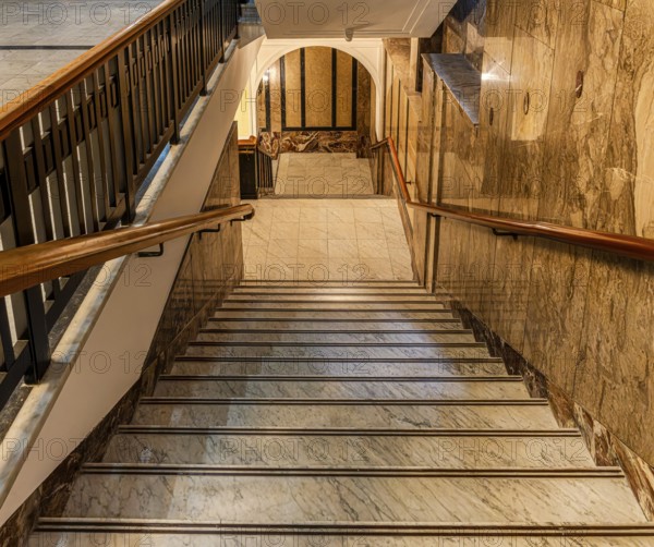 Historic interior design, staircase and corridor in the Hindenburghaus, Großer Burstah 31, Hamburg,