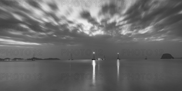 After sunset at Charlie Beach, Koh Mook Island, Andaman Sea, Thailand, Southeast Asia, Asia