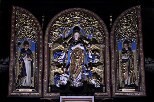 Portrait of a saint in the Gothic cathedral of Saint-Étienne, St Stephen's Cathedral, Metz, Grand