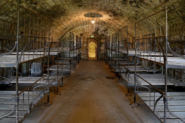 Dormitory in Fort de Douaumont, French fortress from the First World War, Verdun battlefield,