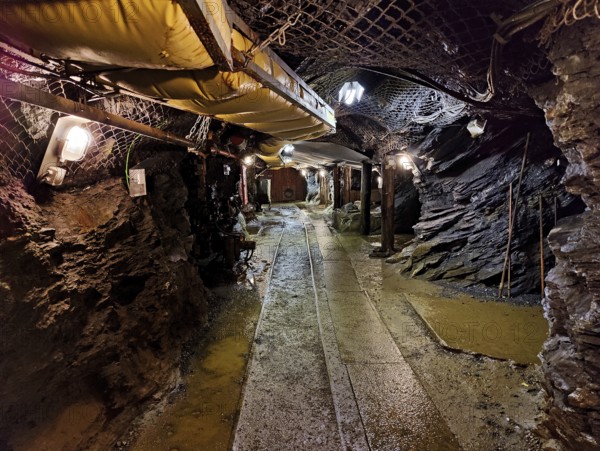 Underground, tunnels in the visitor mine, Rammelsberg ore mine, UNESCO World Heritage Site, Goslar,