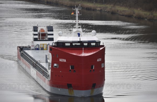 Heavy load carrier, cargo ship ALEXIA sailing in the Kiel Canal, Kiel Canal, Kiel Canal,