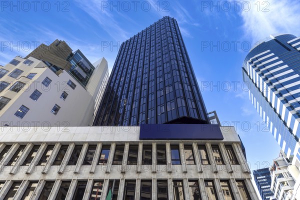 Panoramic skyline of Wellington downtown financial center, New Zealand.