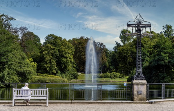 Spa gardens behind the spa hotel in Wiesbaden, Hesse, Germany, Europe