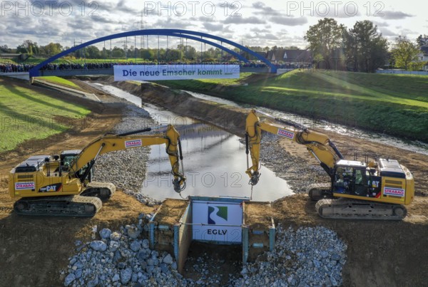Dinslaken, Voerde, North Rhine-Westphalia, Germany, Inauguration of the new Emscher estuary into
