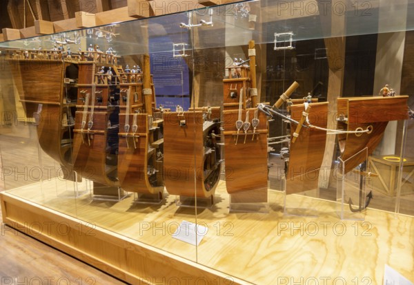 Model of Spanish 17th century sailing ship, Interior of city museum, Campeche city, Campeche State,