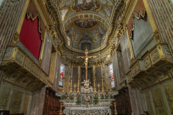 Interior of the Basilica of San Giovanni Battista in Finale Ligure, Riviera di Ponente, Liguria,
