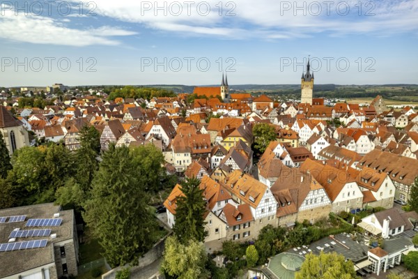 Town view of Bad Wimpfen seen from the air, Kraichgau, Baden-Württemberg, Germany, Europe